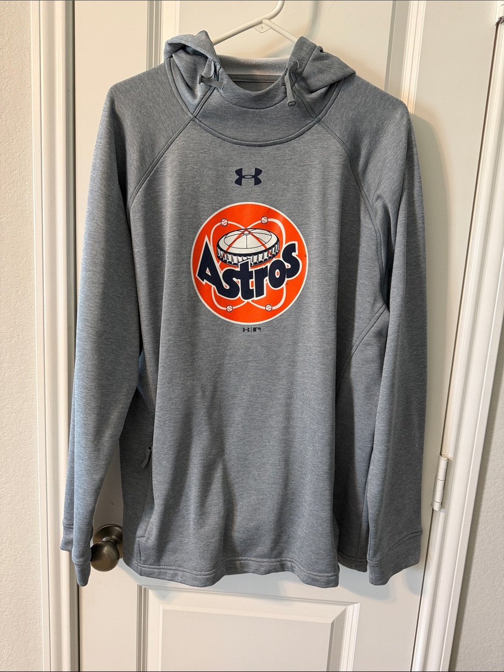 Under Armour Gray Kids Hoodie with Orange Astros Logo